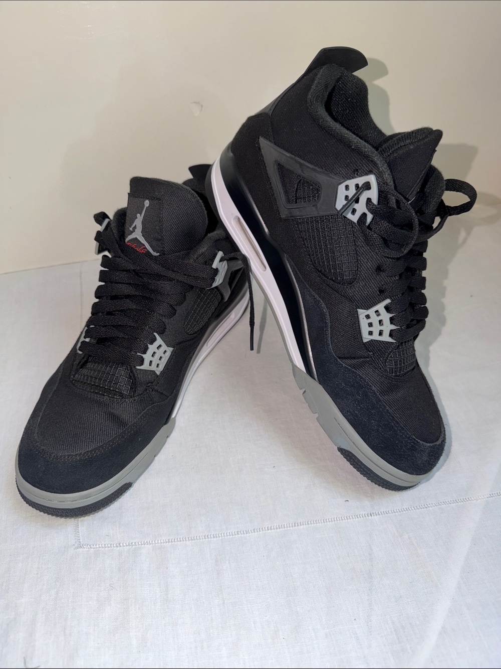 EUC 2022 Air Jordan 4 Retro SE 'Black Canvas Size 11 Basketball Shoes
